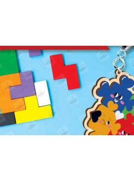 Σετ των 3 Intra απο ξύλο plywood 3mm-4mm πάχος Autism Awareness Keychain Δίασταση 6x6 cm INTRAFABR-116604214