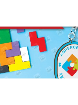 Σετ των 3 Intra απο ξύλο plywood 3mm-4mm πάχος Autism Awareness Keychain Δίασταση 6x6 cm INTRAFABR-116604232