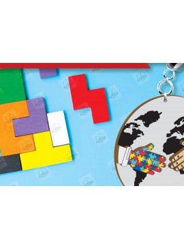 Σετ των 3 Intra απο ξύλο plywood 3mm-4mm πάχος Autism Awareness Keychain Δίασταση 6x6 cm INTRAFABR-116604276