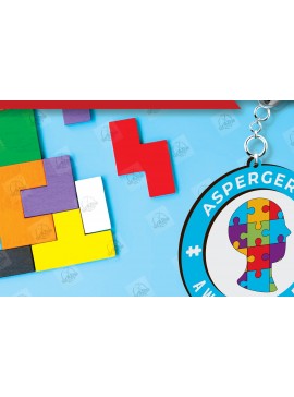 Σετ των 3 Intra απο ξύλο plywood 3mm-4mm πάχος Autism Awareness Keychain Δίασταση 6x6 cm INTRAFABR-116604529