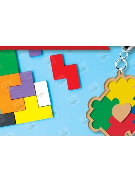 Σετ των 3 Intra απο ξύλο plywood 3mm-4mm πάχος Autism Awareness Keychain Δίασταση 6x6 cm INTRAFABR-116604584