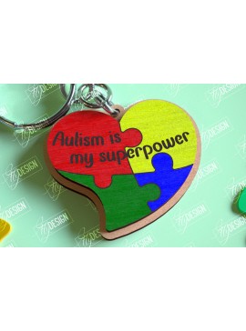 Σετ των 3 Intra απο ξύλο plywood 3mm-4mm πάχος Autism Awareness Keychain Δίασταση 6x6 cm INTRAFABR-114806147