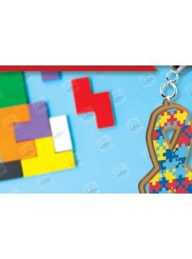 Σετ των 3 Intra απο ξύλο plywood 3mm-4mm πάχος Autism Awareness Keychain Δίασταση 6x6 cm INTRAFABR-116604676