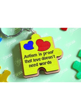 Σετ των 3 Intra απο ξύλο plywood 3mm-4mm πάχος Autism Awareness Keychain Δίασταση 6x6 cm INTRAFABR-114806170