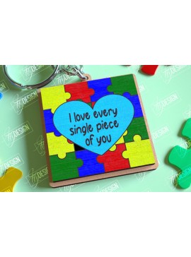 Σετ των 3 Intra απο ξύλο plywood 3mm-4mm πάχος Autism Awareness Keychain Δίασταση 6x6 cm INTRAFABR-114806197