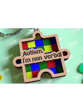 Σετ των 3 Intra απο ξύλο plywood 3mm-4mm πάχος Autism Awareness Keychain Δίασταση 6x6 cm INTRAFABR-114806204