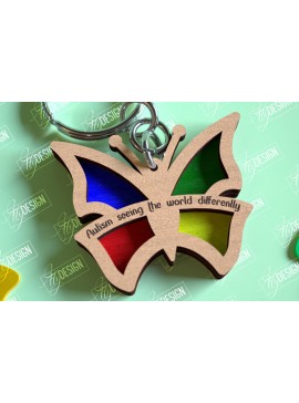 Σετ των 3 Intra απο ξύλο plywood 3mm-4mm πάχος Autism Awareness Keychain Δίασταση 6x6 cm INTRAFABR-114806230