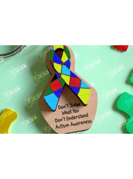 Σετ των 3 Intra απο ξύλο plywood 3mm-4mm πάχος Autism Awareness Keychain Δίασταση 6x6 cm INTRAFABR-114806245