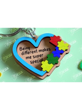 Σετ των 3 Intra απο ξύλο plywood 3mm-4mm πάχος Autism Awareness Keychain Δίασταση 6x6 cm INTRAFABR-114806269