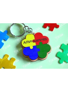 Σετ των 3 Intra απο ξύλο plywood 3mm-4mm πάχος Autism Awareness Keychain Δίασταση 6x6 cm INTRAFABR-114806126