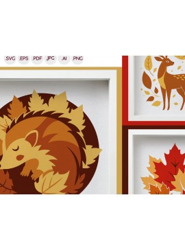 Σετ των 2 Intra απο ξύλο plywood 3mm-4mm πάχος Φθινοπωρινό , Φθινόπωρο πολλαπλών επιπέδων Δίασταση 25x25 cm INTRAFABR-102394129