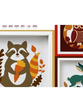 Σετ των 2 Intra απο ξύλο plywood 3mm-4mm πάχος Φθινοπωρινό , Φθινόπωρο πολλαπλών επιπέδων Δίασταση 25x25 cm INTRAFABR-102420555