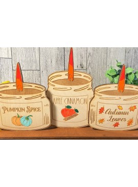 Σετ των 2 Intra απο ξύλο plywood 3mm-4mm πάχος Autumn Candles Shelf Sitter  Δίασταση 30x20 cm INTRAFABR-36607173