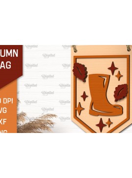 Σετ των 2 Intra απο ξύλο plywood 3mm-4mm πάχος Φθινοπωρινή διακόσμηση με λέιζερ. Φθινοπωρινή σημαία Δίασταση 30x20 cm INTRAFABR-102773193