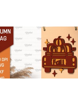 Σετ των 2 Intra απο ξύλο plywood 3mm-4mm πάχος Φθινοπωρινή διακόσμηση με λέιζερ. Φθινοπωρινή σημαία Δίασταση 30x20 cm INTRAFABR-102773339