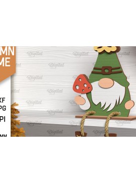 Σετ των 2 Intra απο ξύλο plywood 3mm-4mm πάχος Φθινοπωρινό Gnome  σχέδιο. Gnome Δίασταση 30x20 cm INTRAFABR-103508999