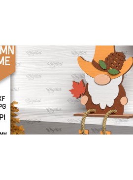 Σετ των 2 Intra απο ξύλο plywood 3mm-4mm πάχος Φθινοπωρινό Gnome  σχέδιο. Gnome Δίασταση 30x20 cm INTRAFABR-103509060