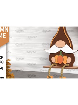 Σετ των 2 Intra απο ξύλο plywood 3mm-4mm πάχος Φθινοπωρινό Gnome  σχέδιο. Gnome Δίασταση 30x20 cm INTRAFABR-103509139