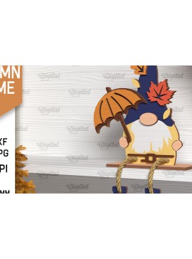 Intra απο ξύλο plywood 3mm-4mm πάχος Φθινοπωρινό Gnome  σχέδιο. Gnome Δίασταση 30x20 cm INTRAFABR-103508959