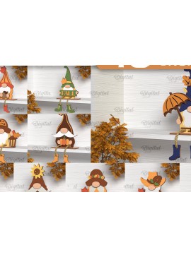 Intra απο ξύλο plywood 3mm-4mm πάχος κοπής με λέιζερ Autumn Gnomes Δίασταση 30x20 cm INTRAFABR-103514992
