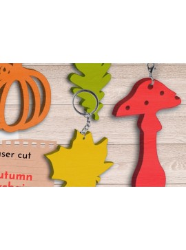 Σετ των 3 Intra απο ξύλο plywood 3mm-4mm πάχος Φθινοπωρινά μπρελόκ με λέιζερ, Ημέρα των Ευχαριστιών Δίασταση 6x6 cm INTRAFABR-78991428