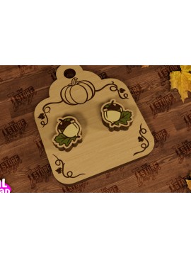 Σετ των 3 Intra απο ξύλο plywood 3mm-4mm πάχος Φθινοπωρινά καρφωτά σκουλαρίκια | Σχεδιασμός κοσμημάτων Δίασταση 3x3 cm INTRAFABR-104302205