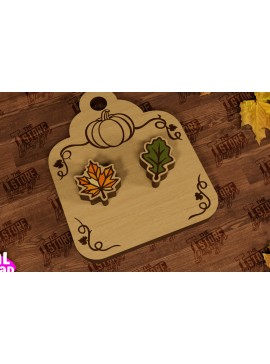 Σετ των 3 Intra απο ξύλο plywood 3mm-4mm πάχος Φθινοπωρινά καρφωτά σκουλαρίκια | Σχεδιασμός κοσμημάτων Δίασταση 3x3 cm INTRAFABR-104302044