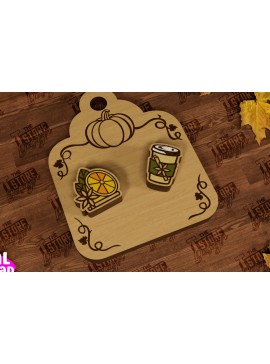 Σετ των 3 Intra απο ξύλο plywood 3mm-4mm πάχος Φθινοπωρινά καρφωτά σκουλαρίκια | Σχεδιασμός κοσμημάτων Δίασταση 3x3 cm INTRAFABR-104302185