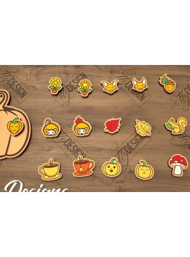 Σετ των 3 Intra απο ξύλο plywood 3mm-4mm πάχος με φθινοπωρινά καρφωτά σκουλαρίκια Δίασταση 3x3 cm INTRAFABR-105199319