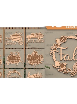 Σετ των 2 Intra απο ξύλο plywood 3mm-4mm πάχος κοπής με λέιζερ Arts για το φθινόπωρο Δίασταση 40x40 cm INTRAFABR-101755339