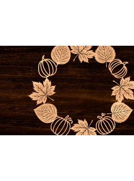 Σετ των 2 Intra απο ξύλο plywood 3mm-4mm πάχος Φθινοπωρινό στεφάνι με λέιζερ Δίασταση 15x15 cm INTRAFABR-105624840