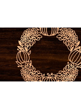 Σετ των 2 Intra απο ξύλο plywood 3mm-4mm πάχος Φθινοπωρινό στεφάνι με λέιζερ Δίασταση 15x15 cm INTRAFABR-105624629