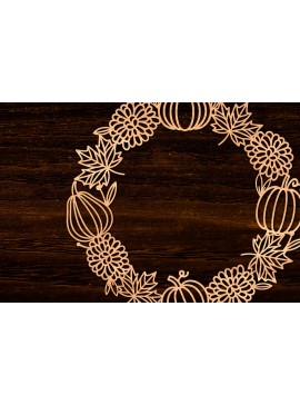 Σετ των 2 Intra απο ξύλο plywood 3mm-4mm πάχος Φθινοπωρινό στεφάνι με λέιζερ Δίασταση 15x15 cm INTRAFABR-105624649