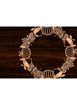 Σετ των 2 Intra απο ξύλο plywood 3mm-4mm πάχος Φθινοπωρινό στεφάνι με λέιζερ Δίασταση 15x15 cm INTRAFABR-105624764