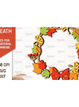 Σετ των 2 Intra απο ξύλο plywood 3mm-4mm πάχος Φθινοπωρινό στεφάνι με λέιζερ. Φθινοπωρινό στεφάνι Δίασταση 30x20 cm INTRAFABR-102964939