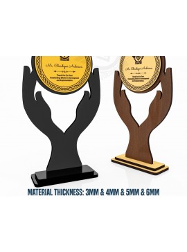 Σετ των 2 Intra απο ξύλο plywood 3mm-4mm πάχος Award Trophy κοπής με λέιζερ Δίασταση 15x15 cm INTRAFABR-119476541