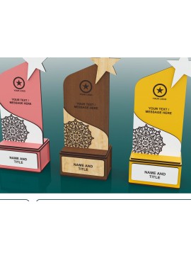 Σετ των 2 Intra απο ξύλο plywood 3mm-4mm πάχος Award Trophy , Wood Award Δίασταση 15x15 cm INTRAFABR-52603549