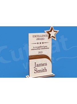 Σετ των 2 Intra απο ξύλο plywood 3mm-4mm πάχος Award Trophy με Rising Star  Δίασταση 30x20 cm INTRAFABR-123677077