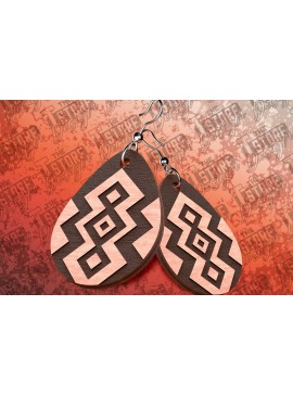 Σετ των 3 Intra απο ξύλο plywood 3mm-4mm πάχος Σκουλαρίκια Aztec Δίασταση 3x3 cm INTRAFABR-78991259