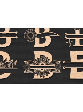 Σετ των 2 Intra απο ξύλο plywood 3mm-4mm πάχος Β Αλφάβητο Μονόγραμμα Γράμμα κοπής με λέιζερ Δίασταση 30x20 cm INTRAFABR-55673520