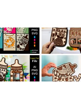 Σετ των 2 Intra απο ξύλο plywood 3mm-4mm πάχος Baby Ανακοίνωση Mega Δίασταση 15x15 cm INTRAFABR-69855660