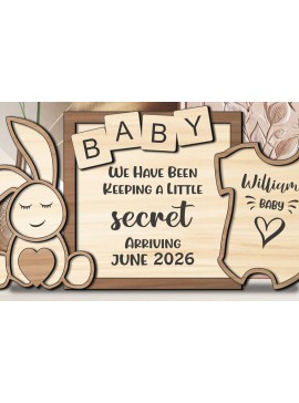 Σετ των 2 Intra απο ξύλο plywood 3mm-4mm πάχος Ανακοίνωση για το μωρό Surprise Sign Bunny Δίασταση 20x30 cm INTRAFABR-120580241