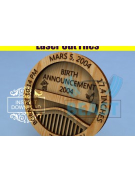 Σετ των 2 Intra απο ξύλο plywood 3mm-4mm πάχος κοπής με λέιζερ αναγγελία γέννησης μωρού Δίασταση 15x15 cm INTRAFABR-83749815