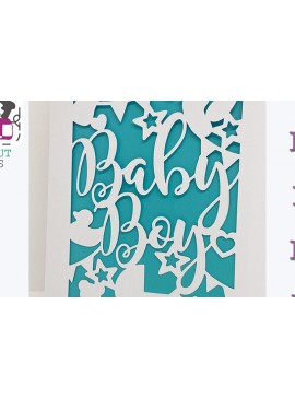 Σετ των 2 Intra απο ξύλο plywood 3mm-4mm πάχος Κάρτα γέννησης αγοριού Χαρτόκοψη Δίασταση 15x15 cm INTRAFABR-106650866