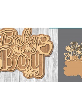 Σετ των 2 Intra απο ξύλο plywood 3mm-4mm πάχος Σήμα κοπής με λέιζερ μωρού 2 Δίασταση 15x15 cm INTRAFABR-106685668