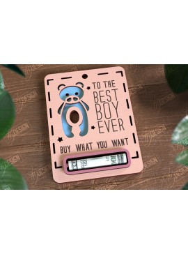 Σετ των 3 Intra απο ξύλο plywood 3mm-4mm πάχος Baby Boy Money Card | Ευχετήρια κάρτα |CNC Δίασταση 10x20 cm INTRAFABR-97155239