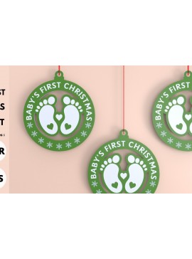 Σετ των 3 Intra απο ξύλο plywood 3mm-4mm πάχος Πρώτο χριστουγεννιάτικο στολίδι μωρού με λέιζερ Δίασταση 8x8 cm INTRAFABR-80186623