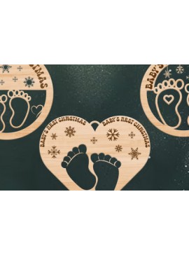 Σετ των 3 Intra απο ξύλο plywood 3mm-4mm πάχος Baby First Χριστουγεννιάτικα Στολίδια Δίασταση 8x8 cm INTRAFABR-101797899