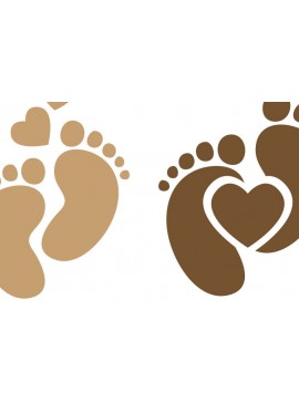 Σετ των 2 Intra απο ξύλο plywood 3mm-4mm πάχος Baby Footprint , Baby Feet Hearts Δίασταση 15x15 cm INTRAFABR-80876329