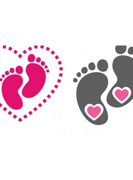 Σετ των 2 Intra απο ξύλο plywood 3mm-4mm πάχος Baby Footprint , Baby Feet Hearts Δίασταση 15x15 cm INTRAFABR-80875952